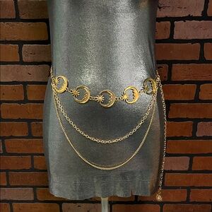 Gold Moon and Star Chain Belt